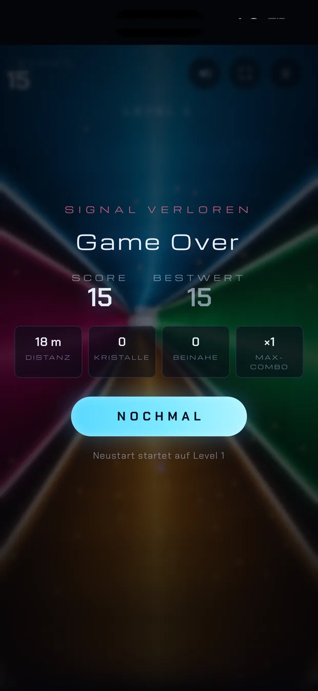 Game Over mit Statistiken